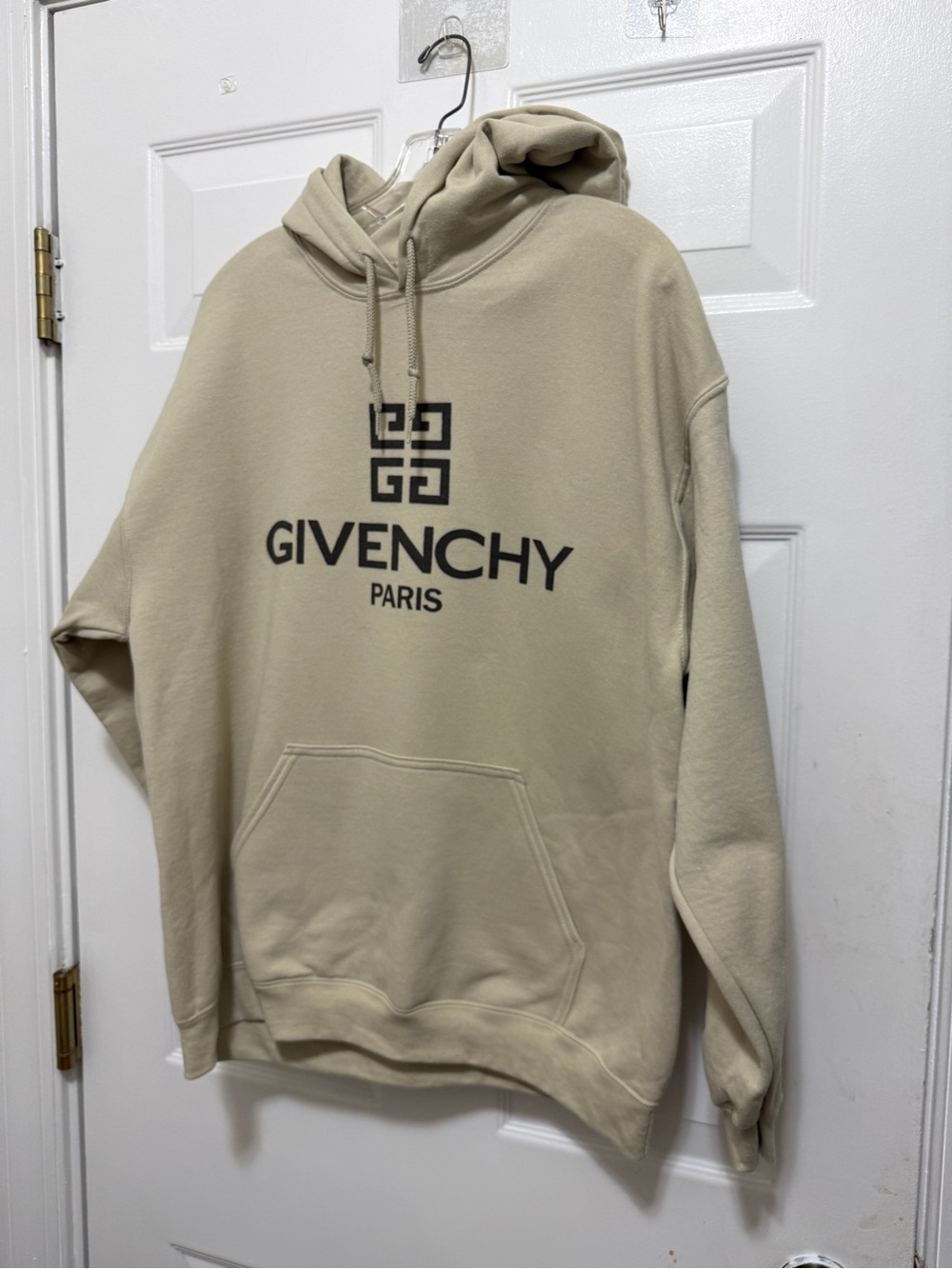 Beige Logo Pullover Hoodie